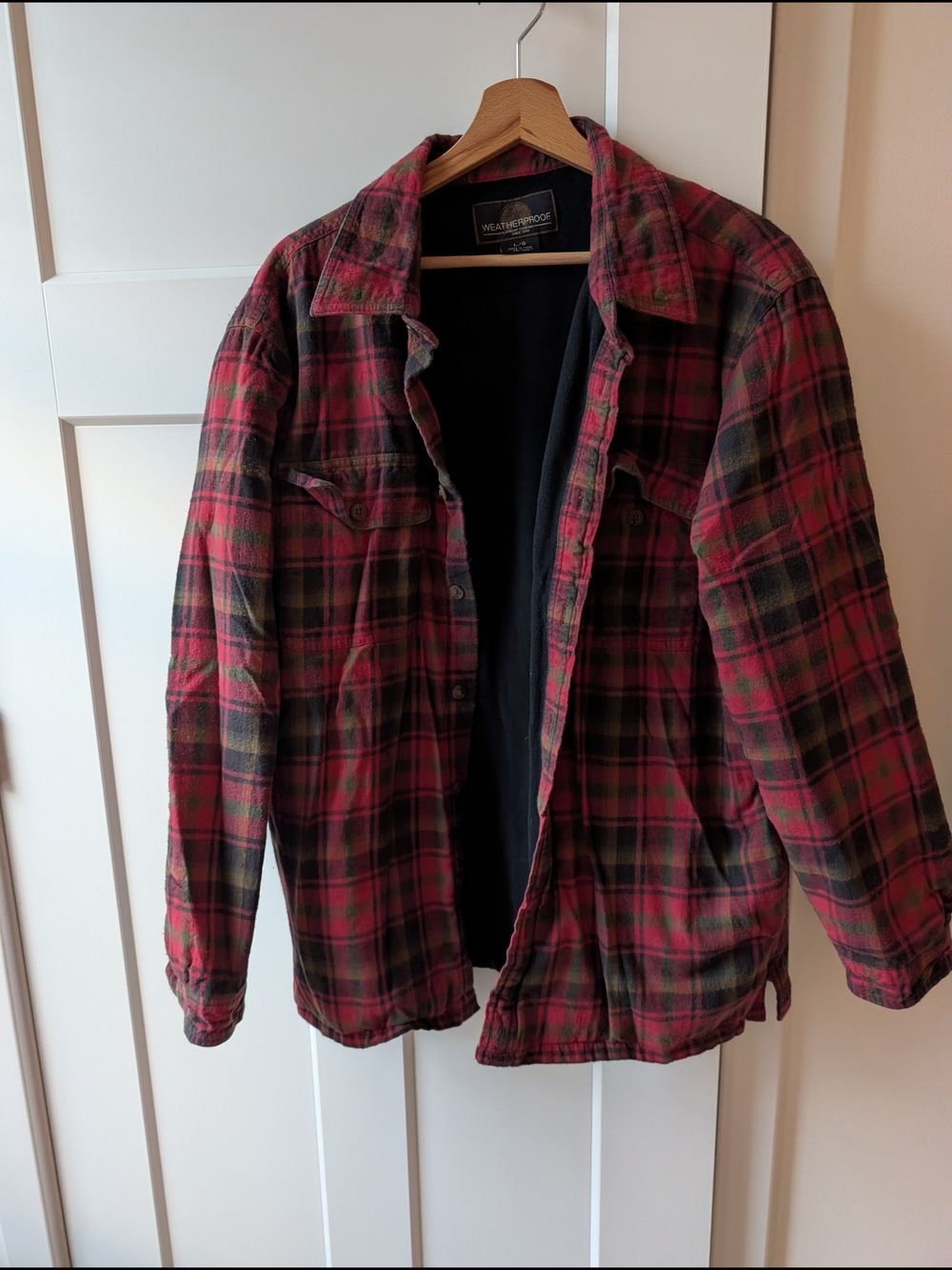 Weatherproof Men's Red and Black Plaid Shirt Jacket